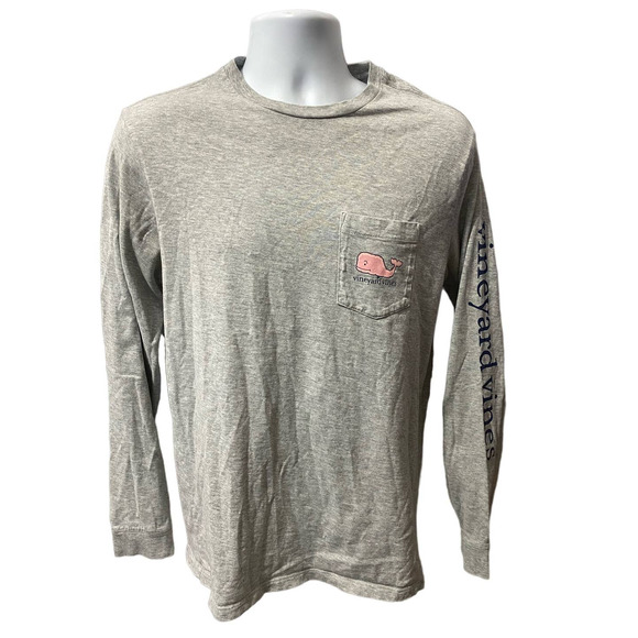 Vineyard Vines Shirt Men Small Gray Long Sleeve Tee Happy New Years 2020 - Picture 2 of 12